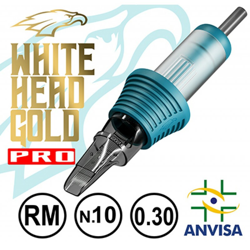 CARTUCHO COM AGULHA WHITE HEAD GOLD 0,30mm Ref.19RM-10 PRO